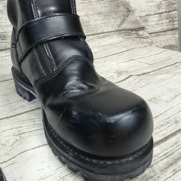 HARLEY DAVIDSON BOOTS- Vtg Biker Motorcycle Womens 6.5 Chunky 90s Black Leather - Picture 4 of 11